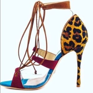 Schutz Jeanne Lace-Up Sandal in Rubi Wine